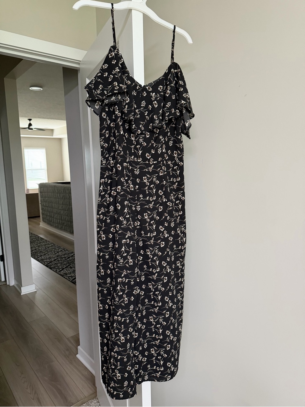 Black Floral Ruffle Jumpsuit - Women's